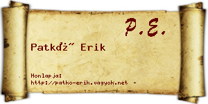 Patkó Erik névjegykártya